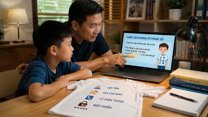 Bố hướng dẫn con cách phòng tránh cạm bẫy trên Internets